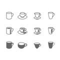 set of icons cups and mugs for tea and hot drinks